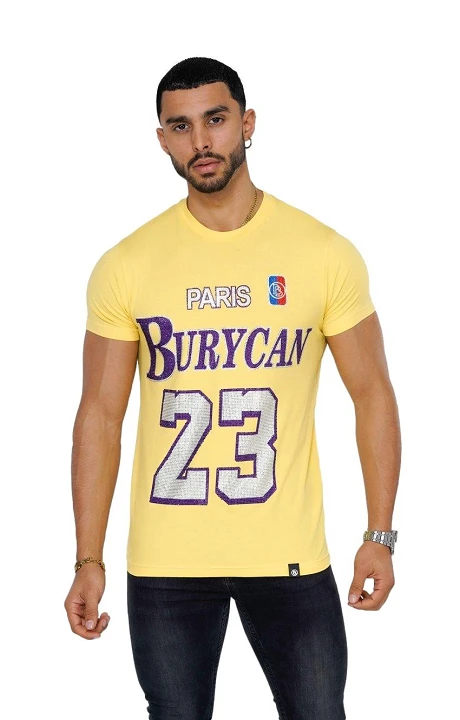 Camiseta Burycan Paris con Estampado Basket Amarillo