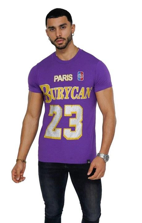Camiseta Burycan Paris con Estampado Basket Morado