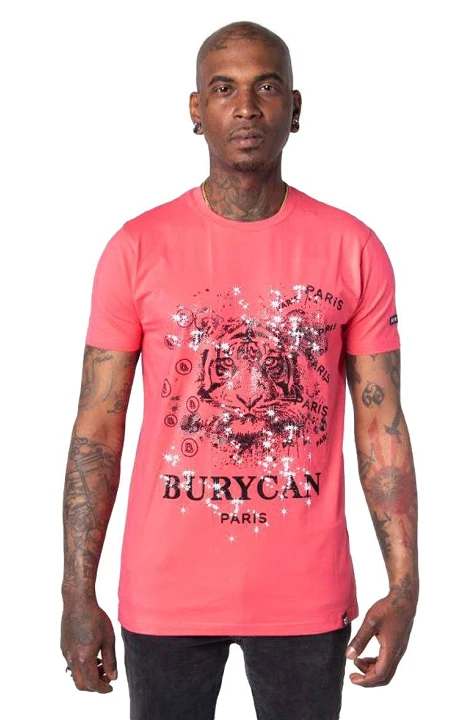 Camiseta Burycan Paris con Tigre Estampado Rosa