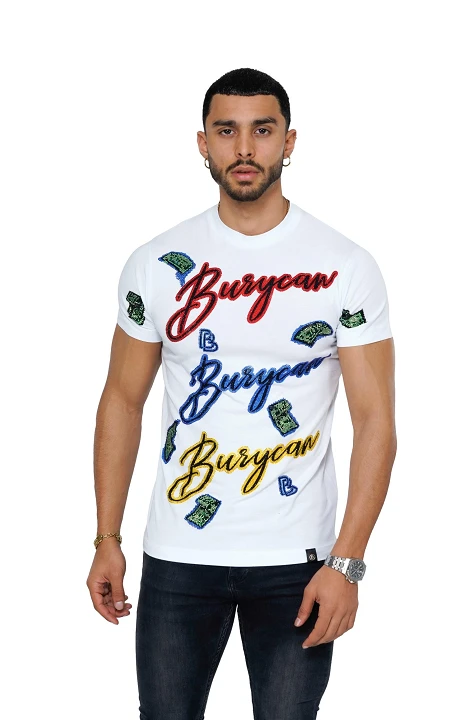 Camiseta Burycan Paris con Marca Money Estampado Blanco