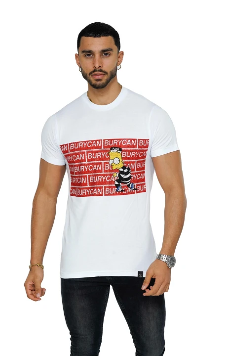 Camiseta Burycan Paris con Bart Estampado Blanco