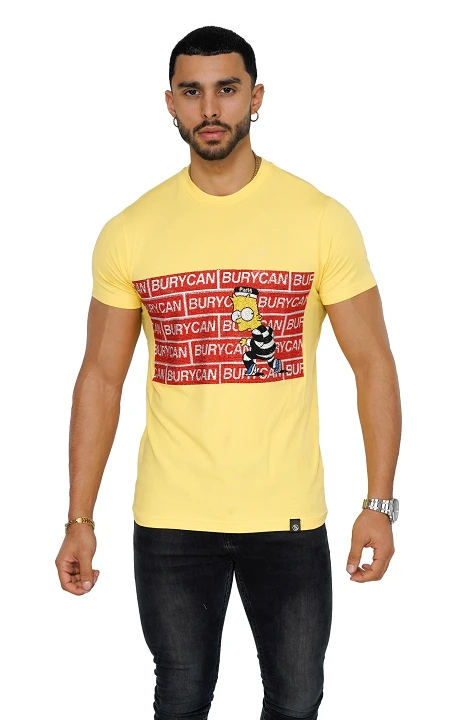 Camiseta Burycan Paris con Bart Estampado Amarillo