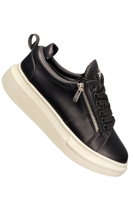 Shoes Martin Valen with zipper Hype Sole Black-Blanc