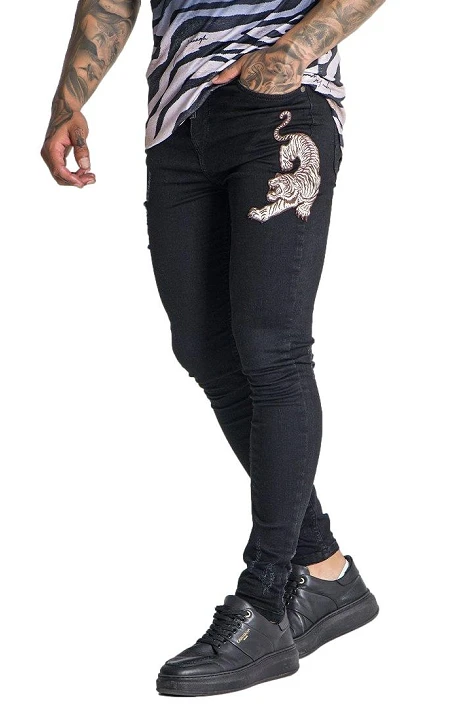 Jeans Gianni Kavanagh Black Tiger patch
