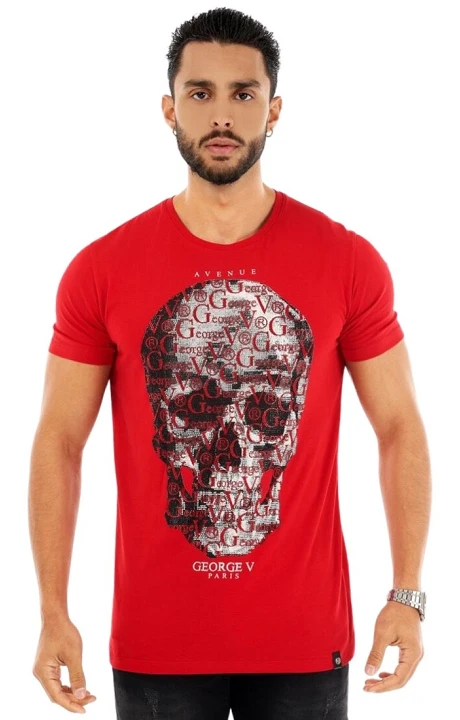 T-shirt George V Paris Skull with Red Logos