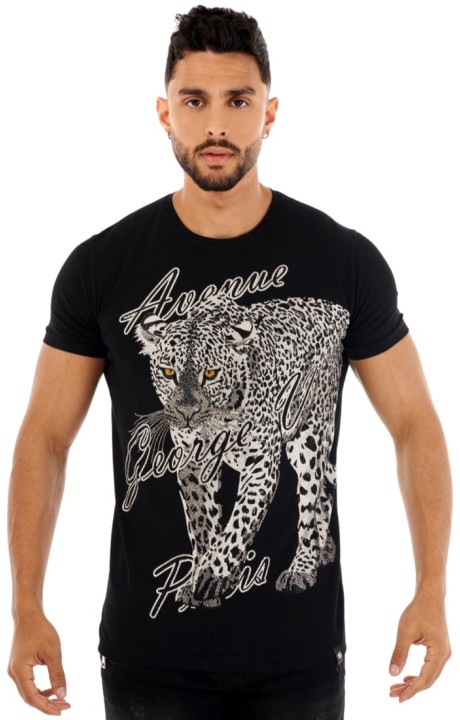 T-shirt George V Paris Black Shining Tiger