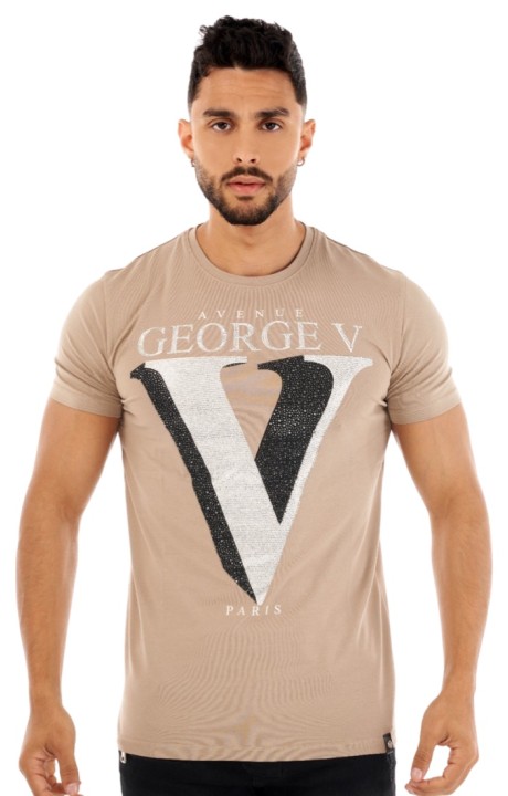T-shirt George V Paris Logo V Brillante Beig