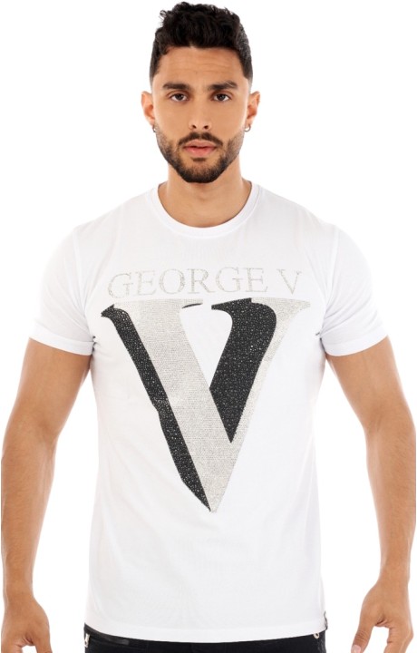 T-shirt George V Paris Logo V Brillante Blanco