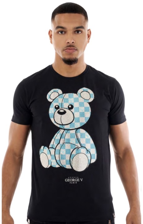 T-shirt George V Paris Black and Blue Gv Square Bear