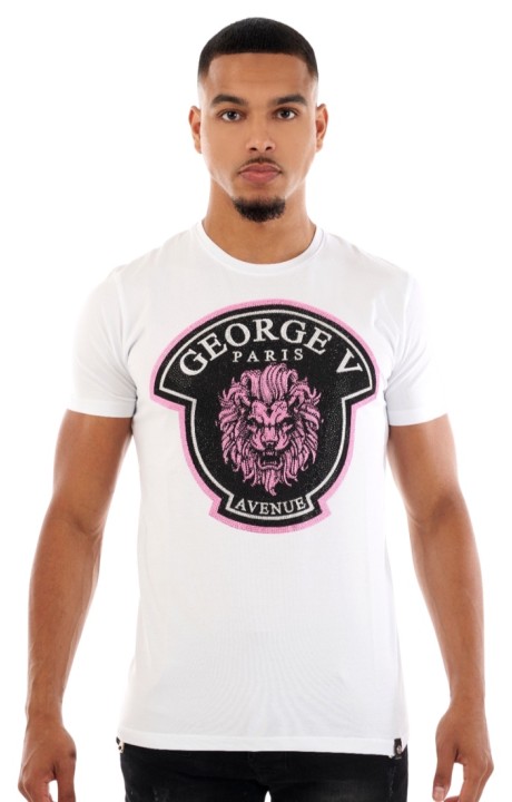 T-shirt George V Paris Leon Monogram Gv White and Pink