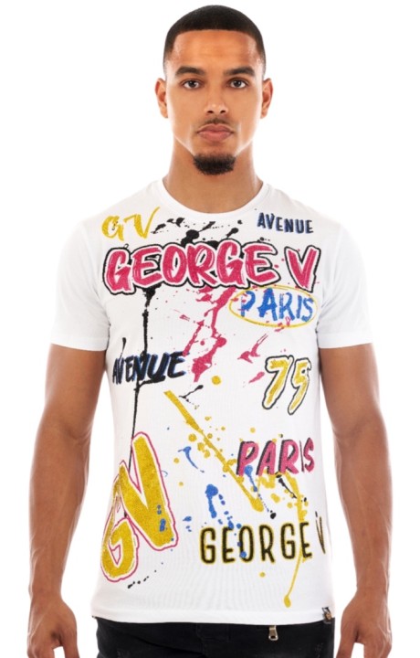 Camiseta George V Paris Logo Print Street Blanco