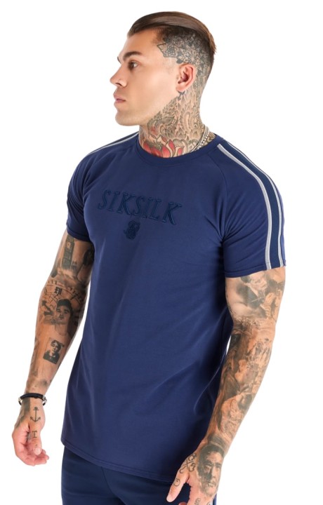 T-shirt SikSilk Knitted Muscle Fit Marino