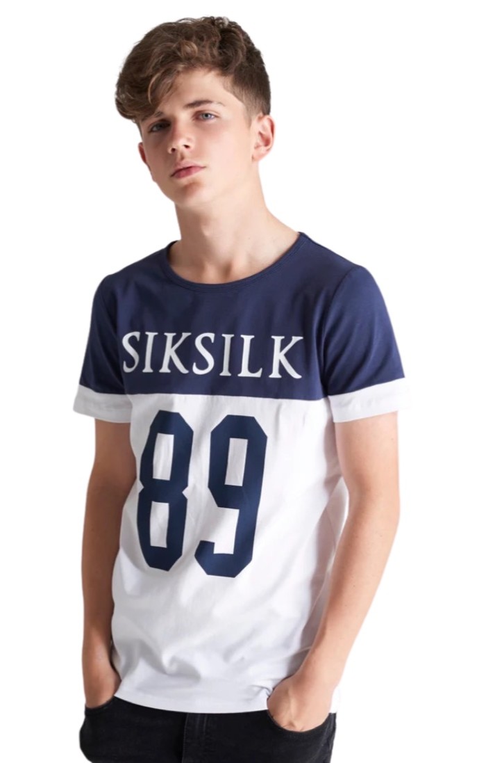 T-shirt SikSilk Jr 89 Azul marinho e branco