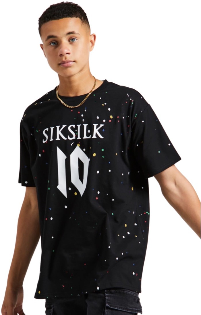 T-shirt SikSilk Jr Paint Splast Black