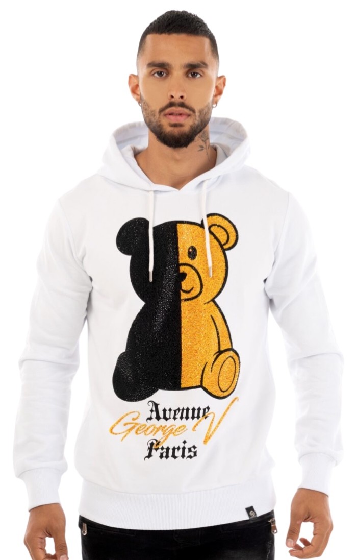 Side George V Paris Bear with White and Gold Brilliant