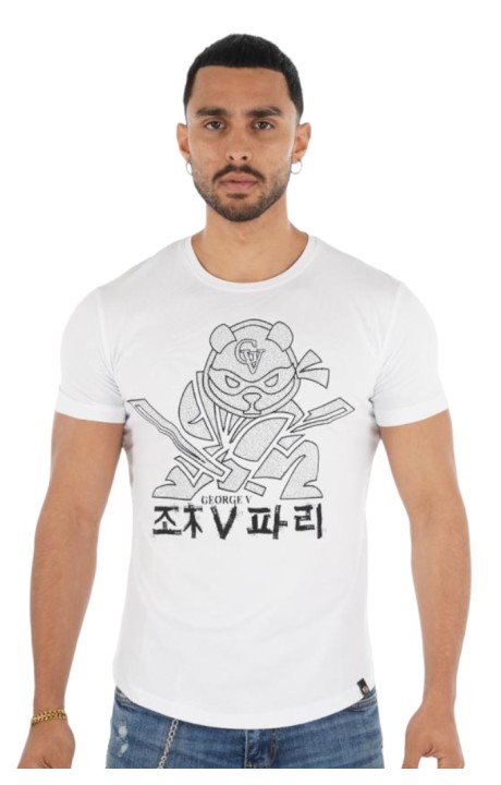 T-shirt George V Paris Oso Ninja Supereroe Bianco