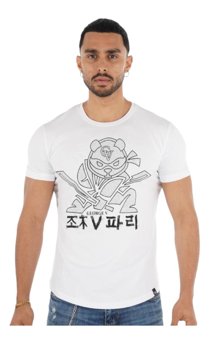 T-shirt George V Paris Oso Ninja Supereroe Bianco