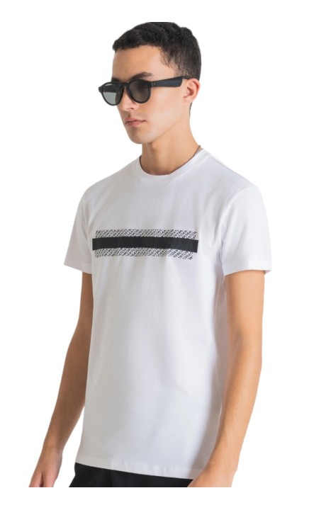 Camiseta Antony Morato Slim Fit Logotipo Relieve Blanco