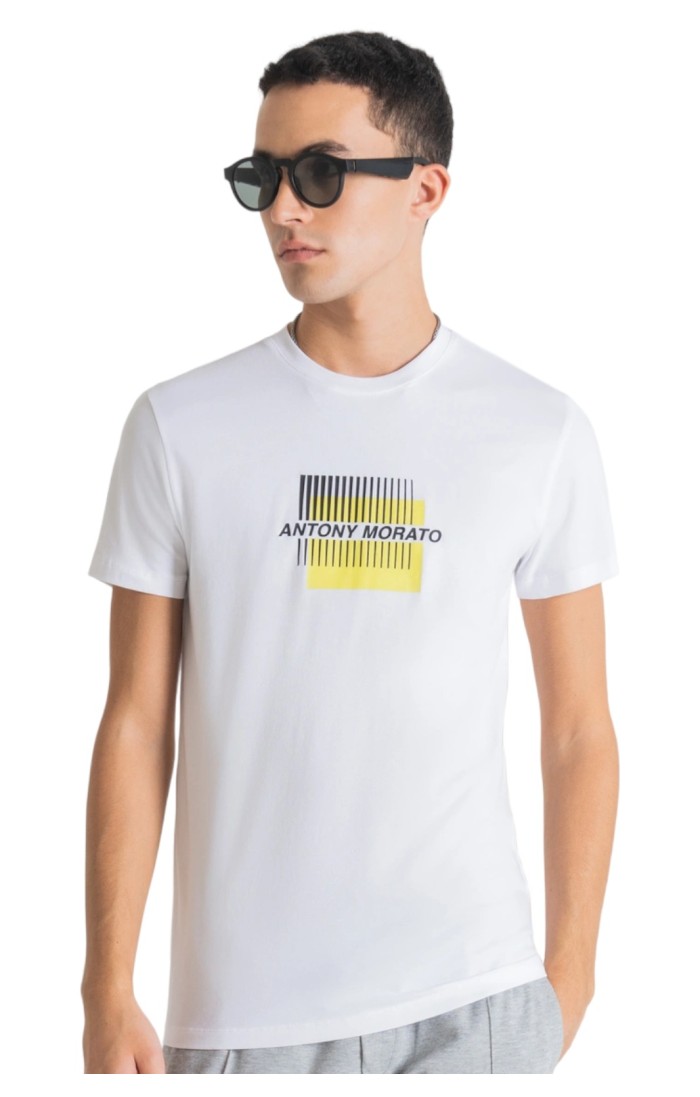 Camiseta Antony Morato Slim Algodon Logo Relieve Branco