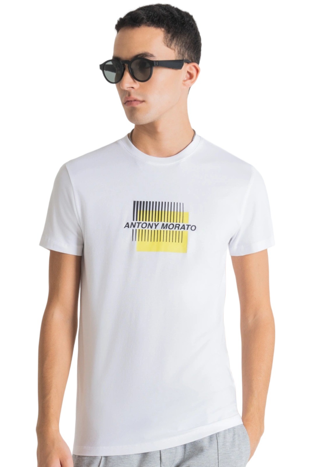 Alas Recuerdo abrigo Camiseta Antony Morato Slim Algodon Logo Relieve Blanco