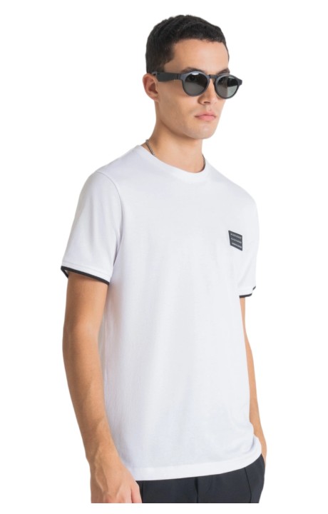 Camiseta Antony Morato Slim Fit Parche Logotipo Blanco