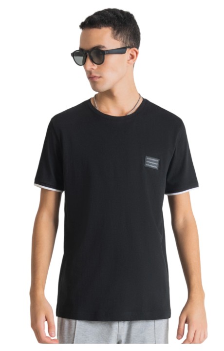 Camiseta Antony Morato Slim Fit Parche Logotipo Negro