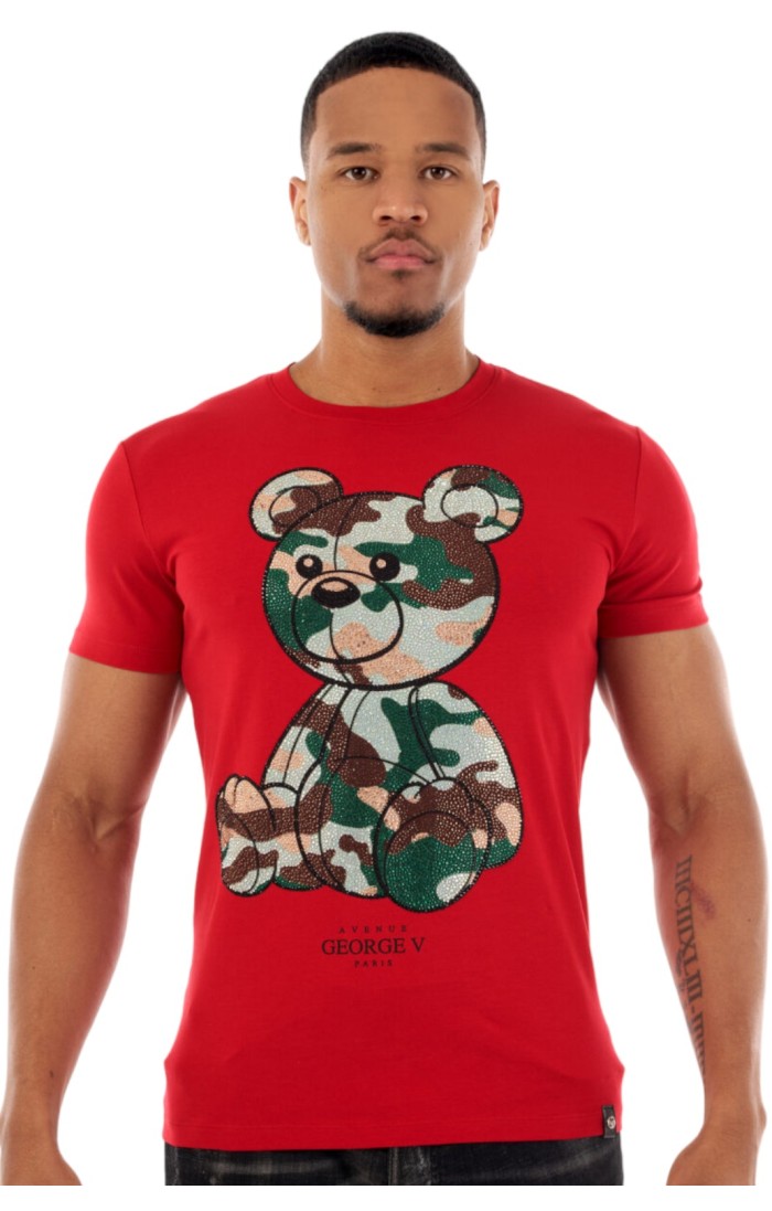 T-shirt George V Paris Teddy Military Red and Green