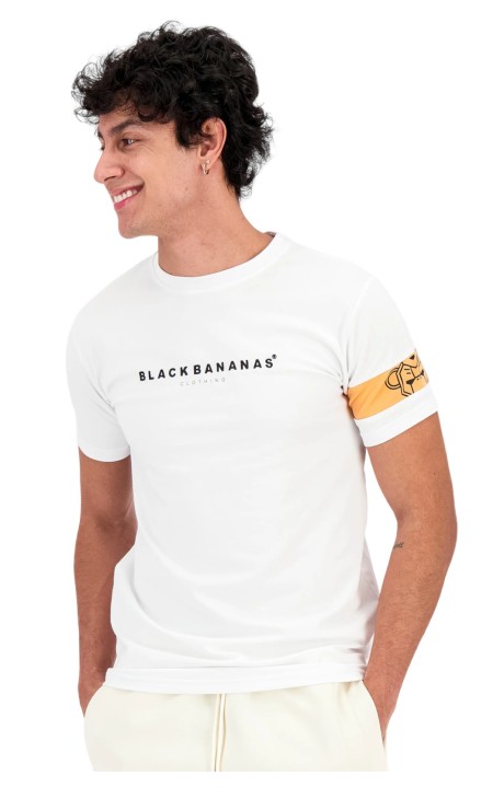 Camiseta BlackBananas Commander Tee Blanco y Naranja