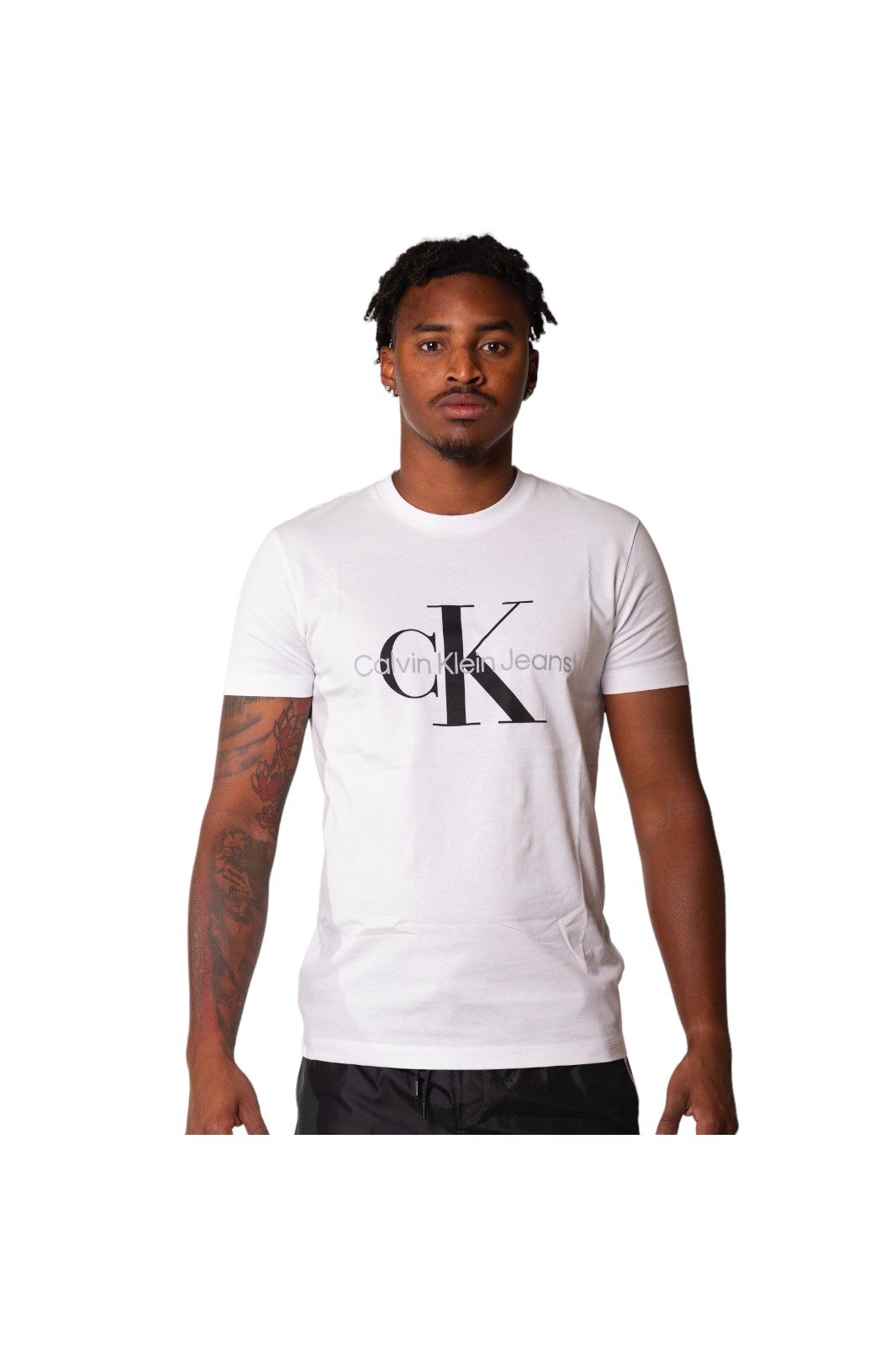 Klein Monogramm T-Shirt White Calvin Slim mit