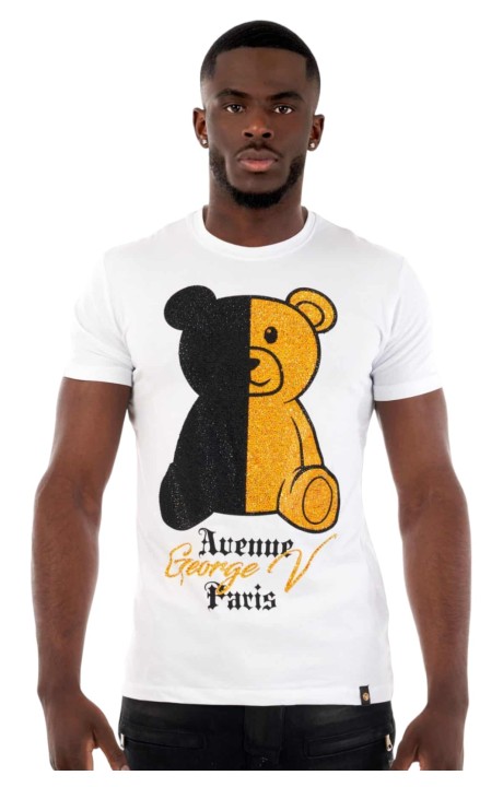 Camiseta George V Paris Tedy Bear Bi-Color Blanco y Oro