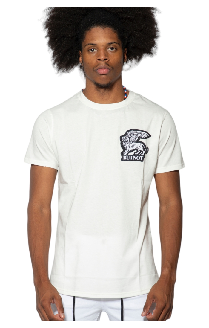 T-shirt basic con logo ButNot Lion Bianco avorio