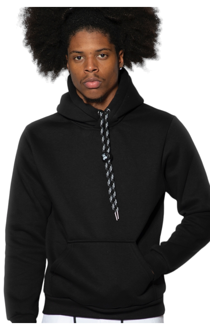 ButNot Basic Drawstring Hooded Sweatshirt Black