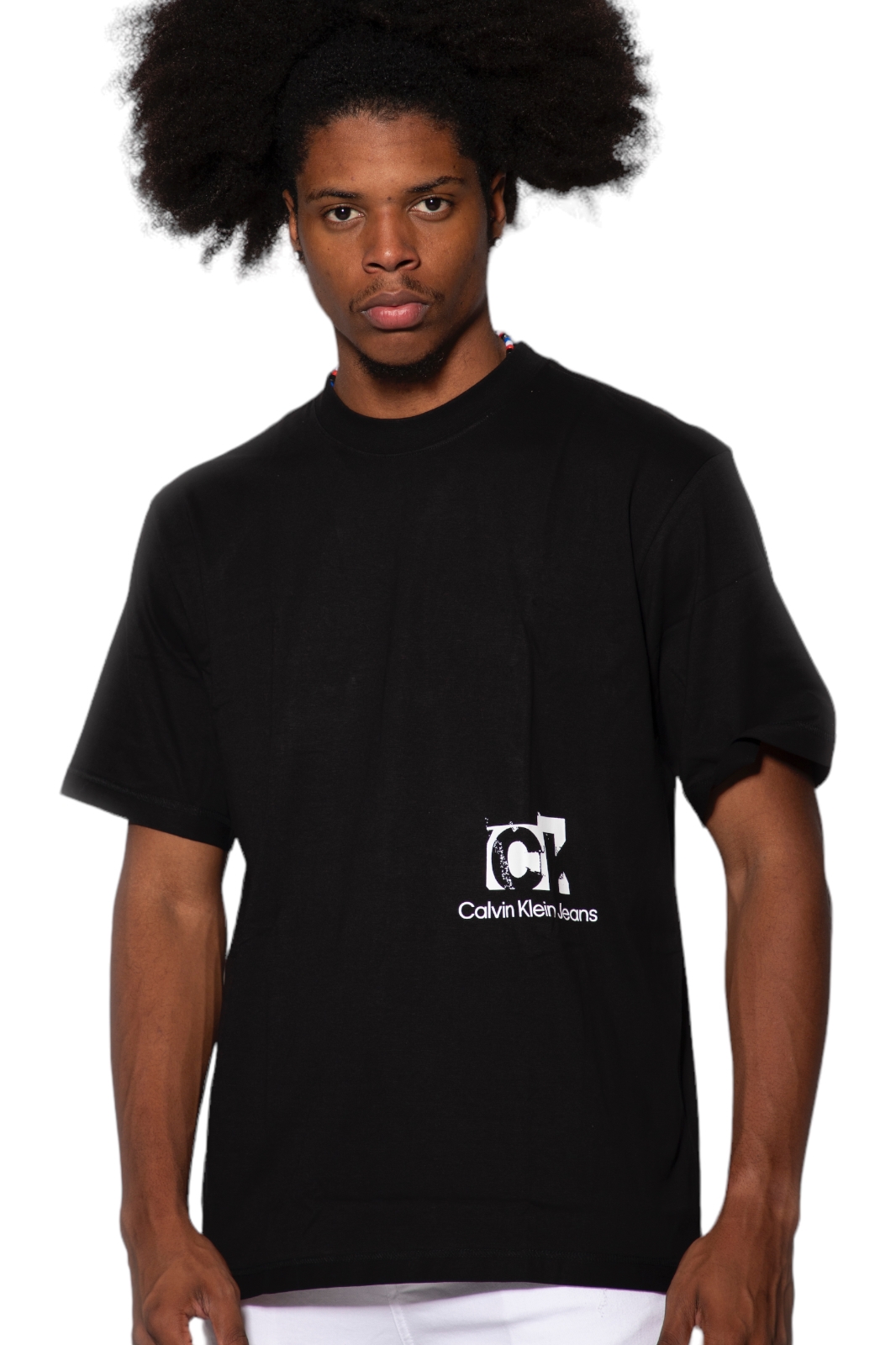 Calvin mit Klein Schwarz Oversize-T-Shirt Logo – hinten in