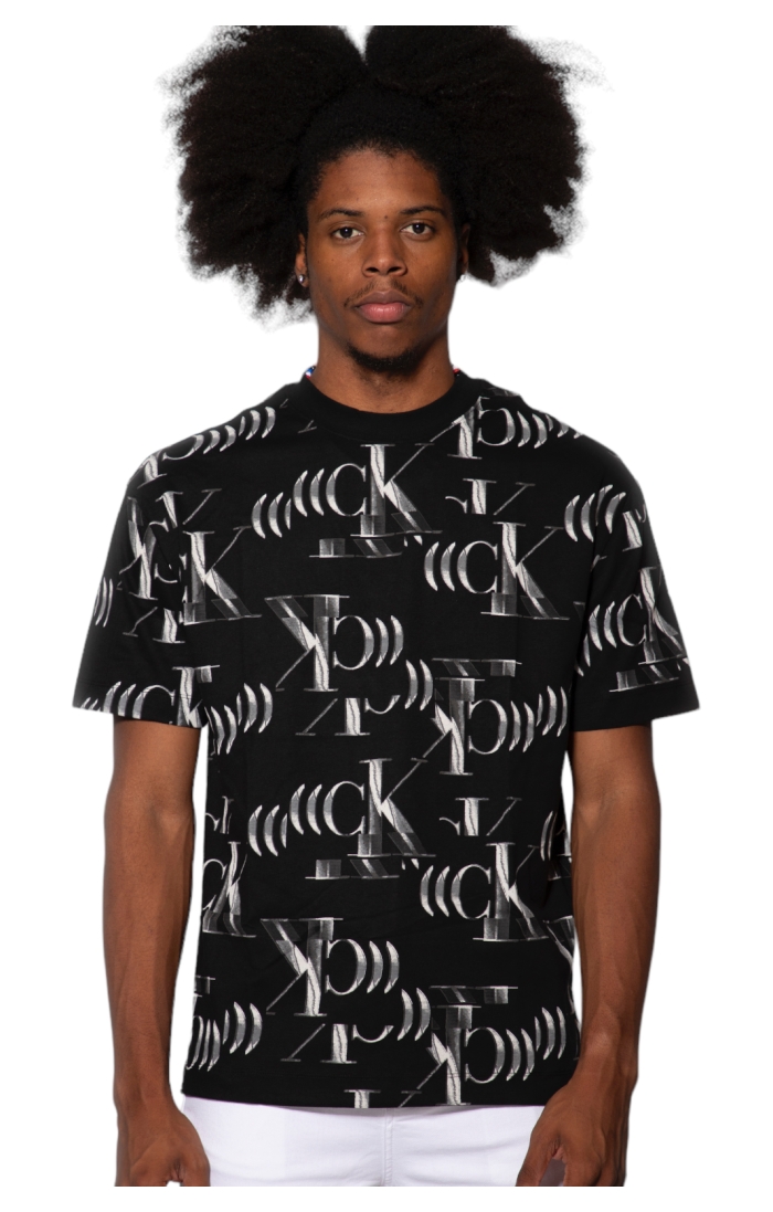 Calvin Klein Camiseta relaxada com logotipo todo preto