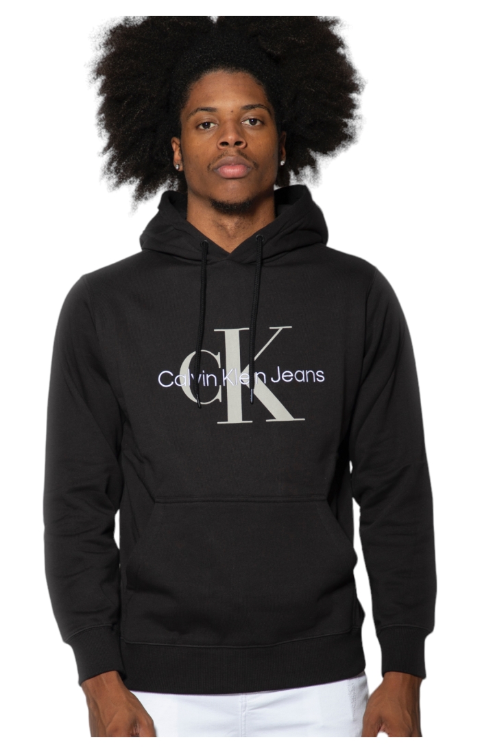Felpa in cotone monogramma nero Calvin Klein
