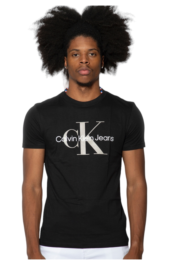 Calvin Klein Slim T-Shirt mit Monogramm Schwarz