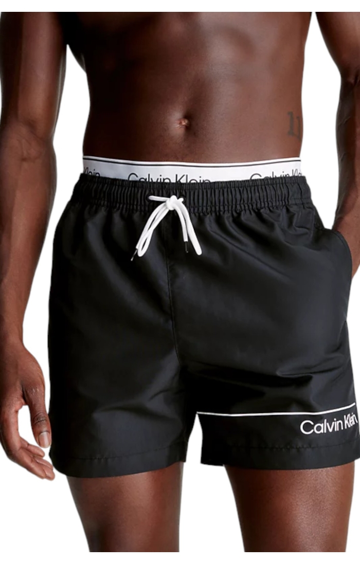 Bañador Calvin Klein con Cinturilla Doble Negro