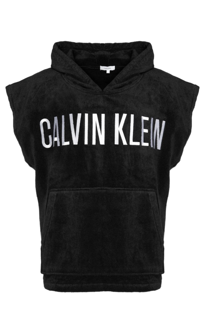 Poncho per asciugamano Calvin Klein con cappello nero