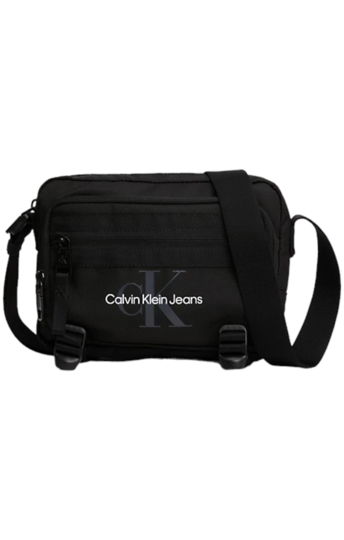 Calvin Klein Shoulder Bag With Front Pocket and Logo Black