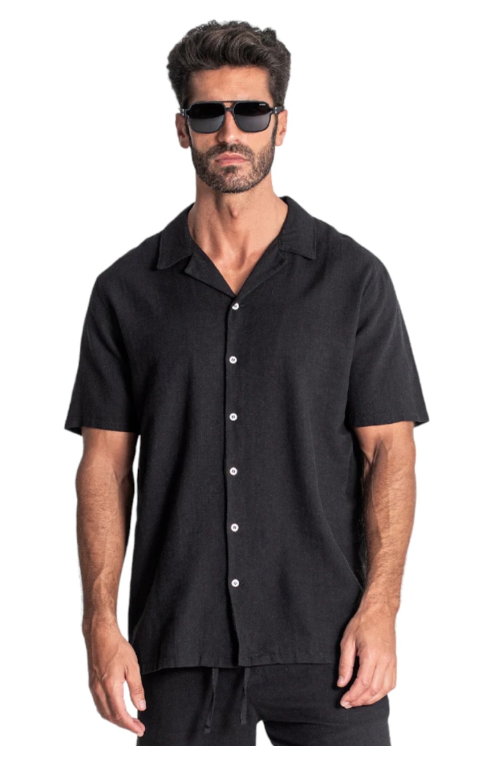 Camisa Gianni Kavanagh Havaiana de Linho Negro