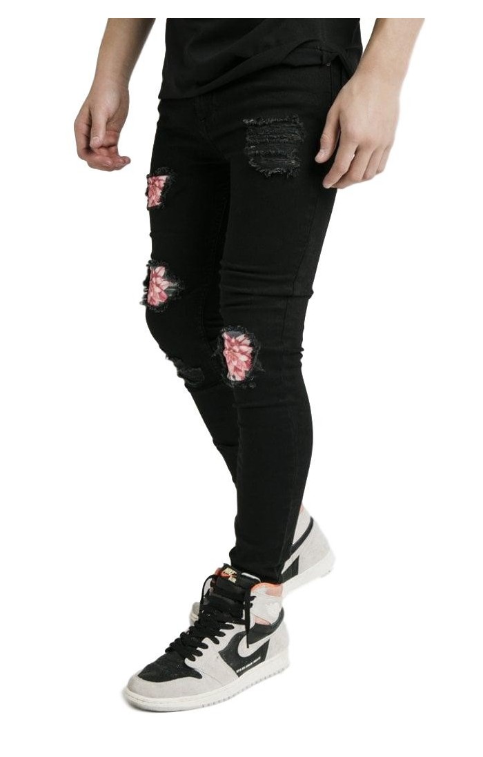 Jeans illusive London Child with Patch Distressed Floral Bla